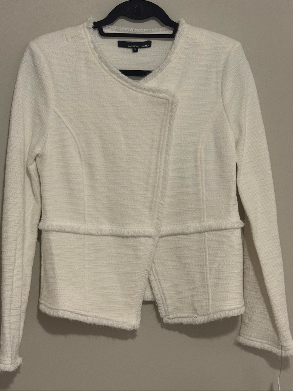Amanda & Chelsea Ivory Asymmetric Open-Front Blazer - Picture 2 of 9